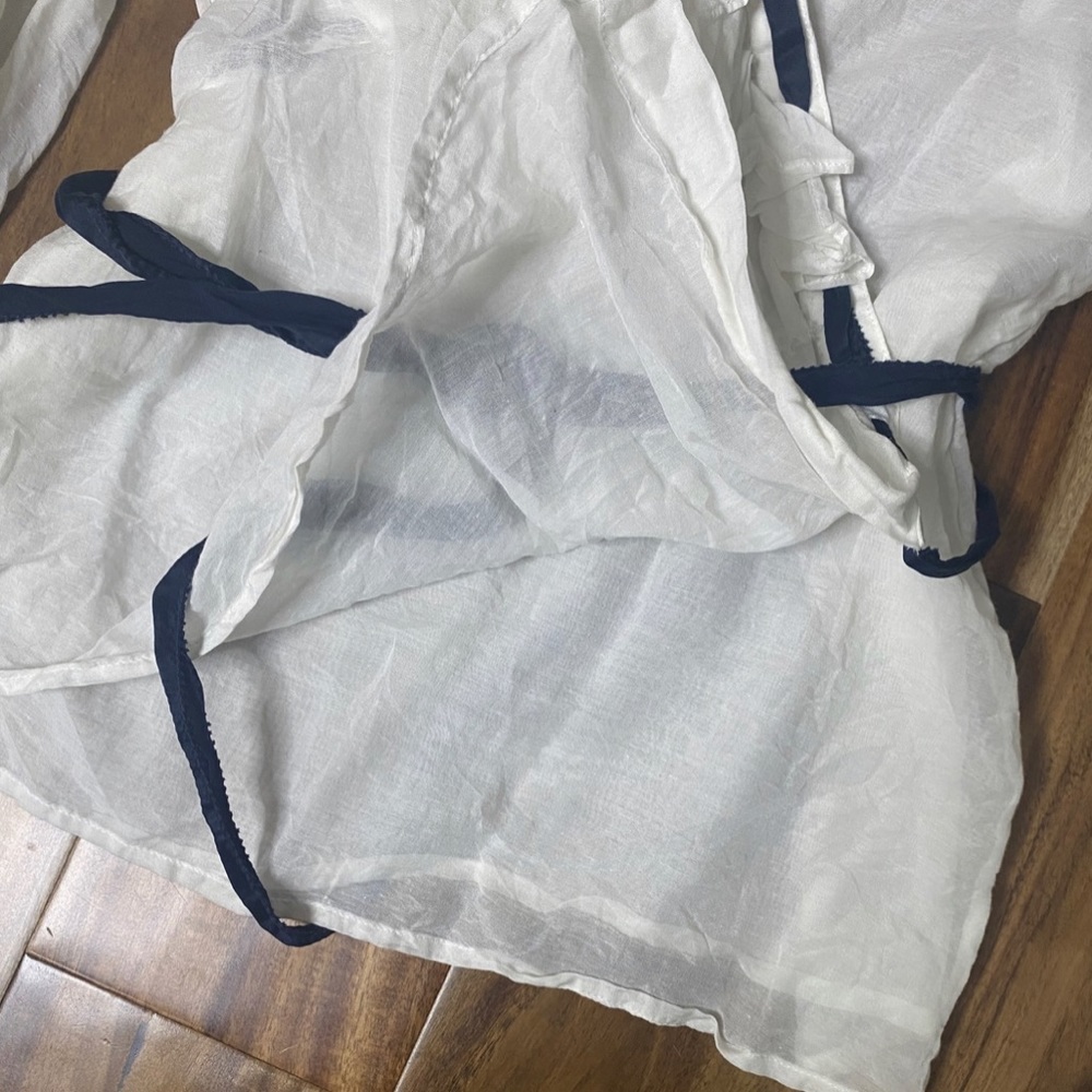 3.1 Phillip Lim Long Sleeve White Wrap Shirt with Blue Tie sz 4 - Picture 5 of 8